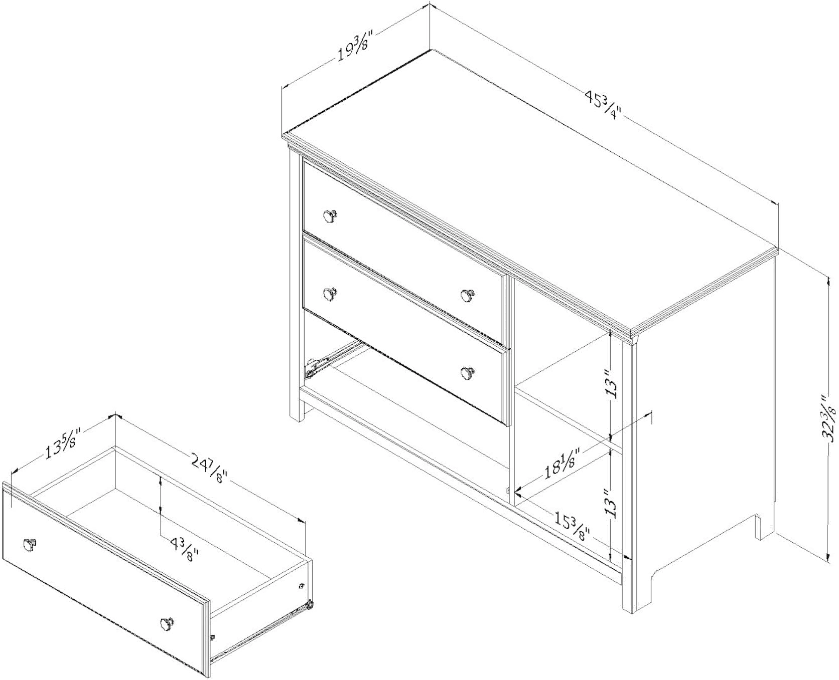 12138 Cotton Candy Gray 3 Drawer Dresser with Baskets - South Shore-7