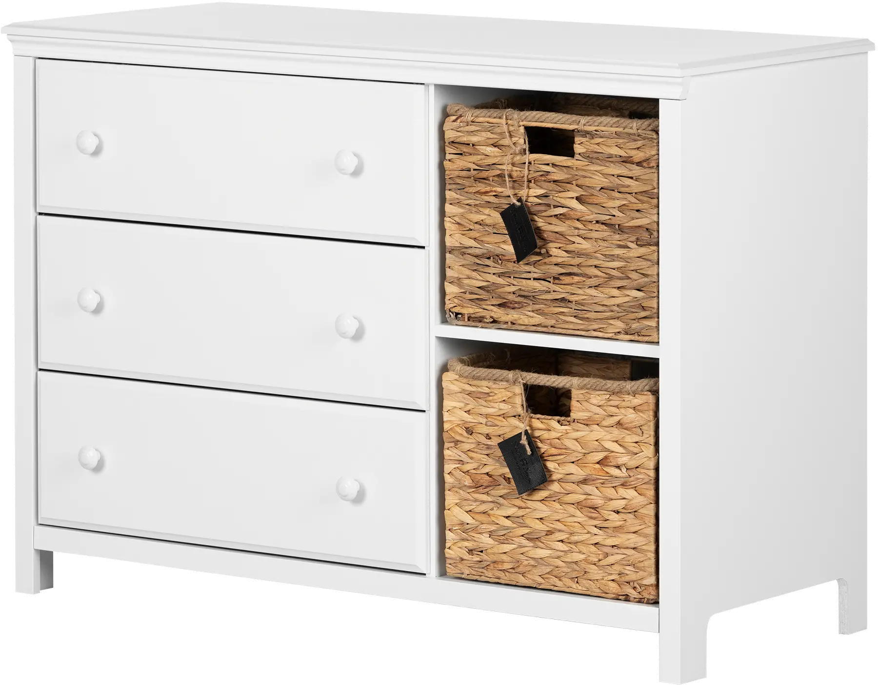 12140 Cotton Candy White 3 Drawer Dresser with Baskets - South Shore-1