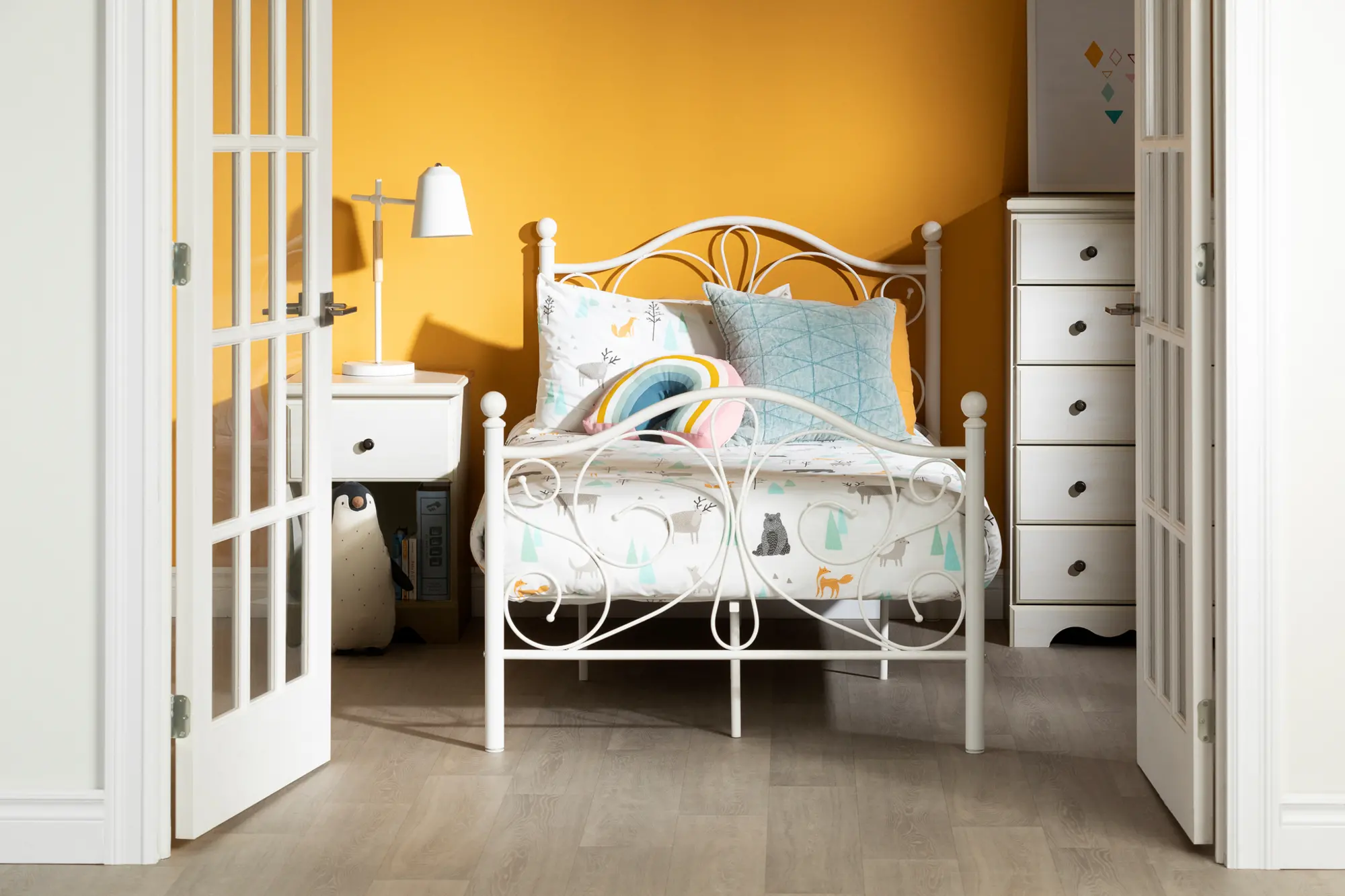 12154 Country Poetry Traditional White Twin Metal Bed - South Shore-3