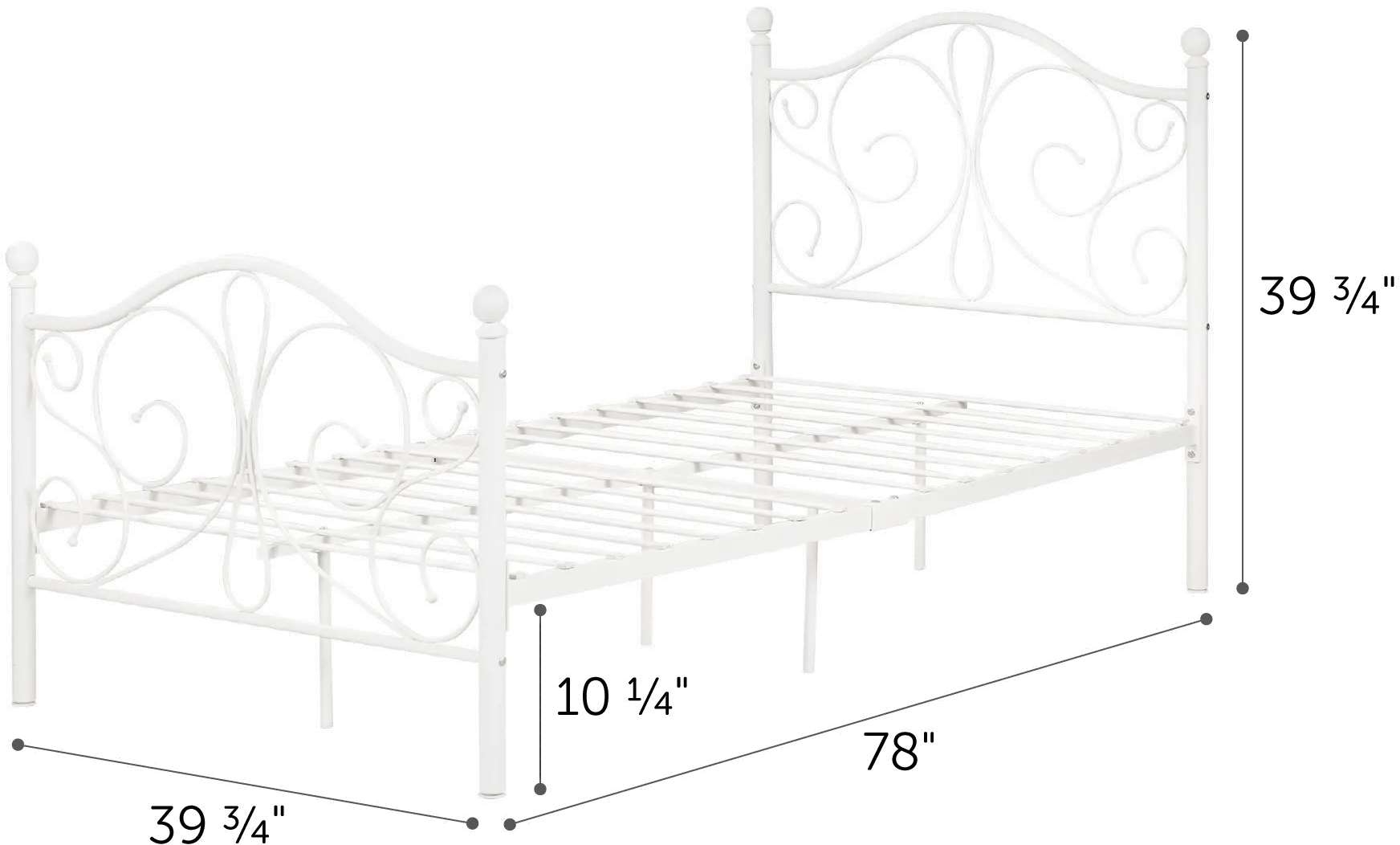 12154 Country Poetry Traditional White Twin Metal Bed - South Shore-7