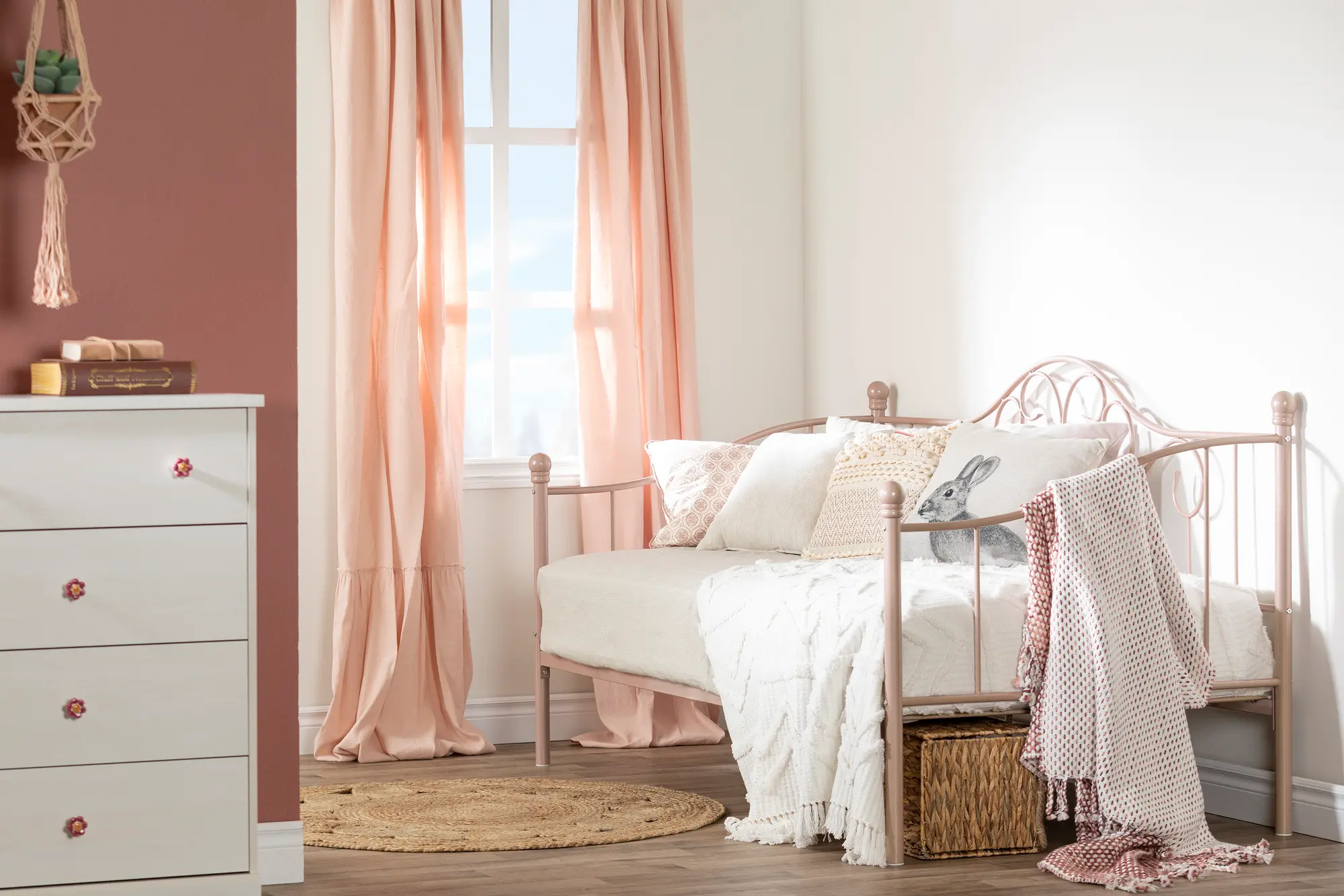 12165 Lily Rose Classic Pink Metal Daybed - South Shore-3