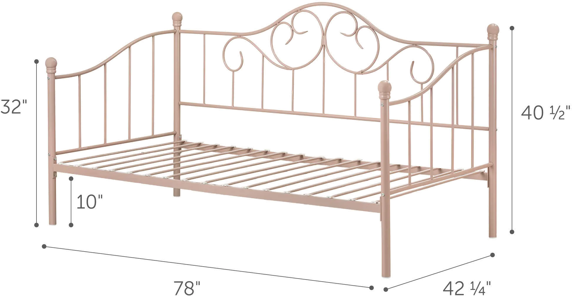 12165 Lily Rose Classic Pink Metal Daybed - South Shore-6