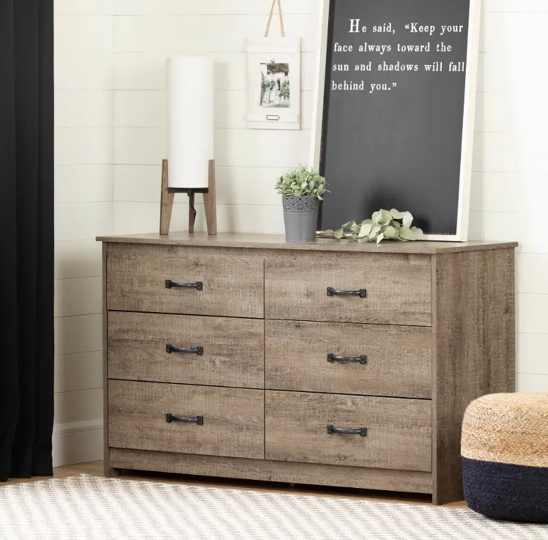 Tassio Farmhouse Weathered Oak Dresser - South Shore