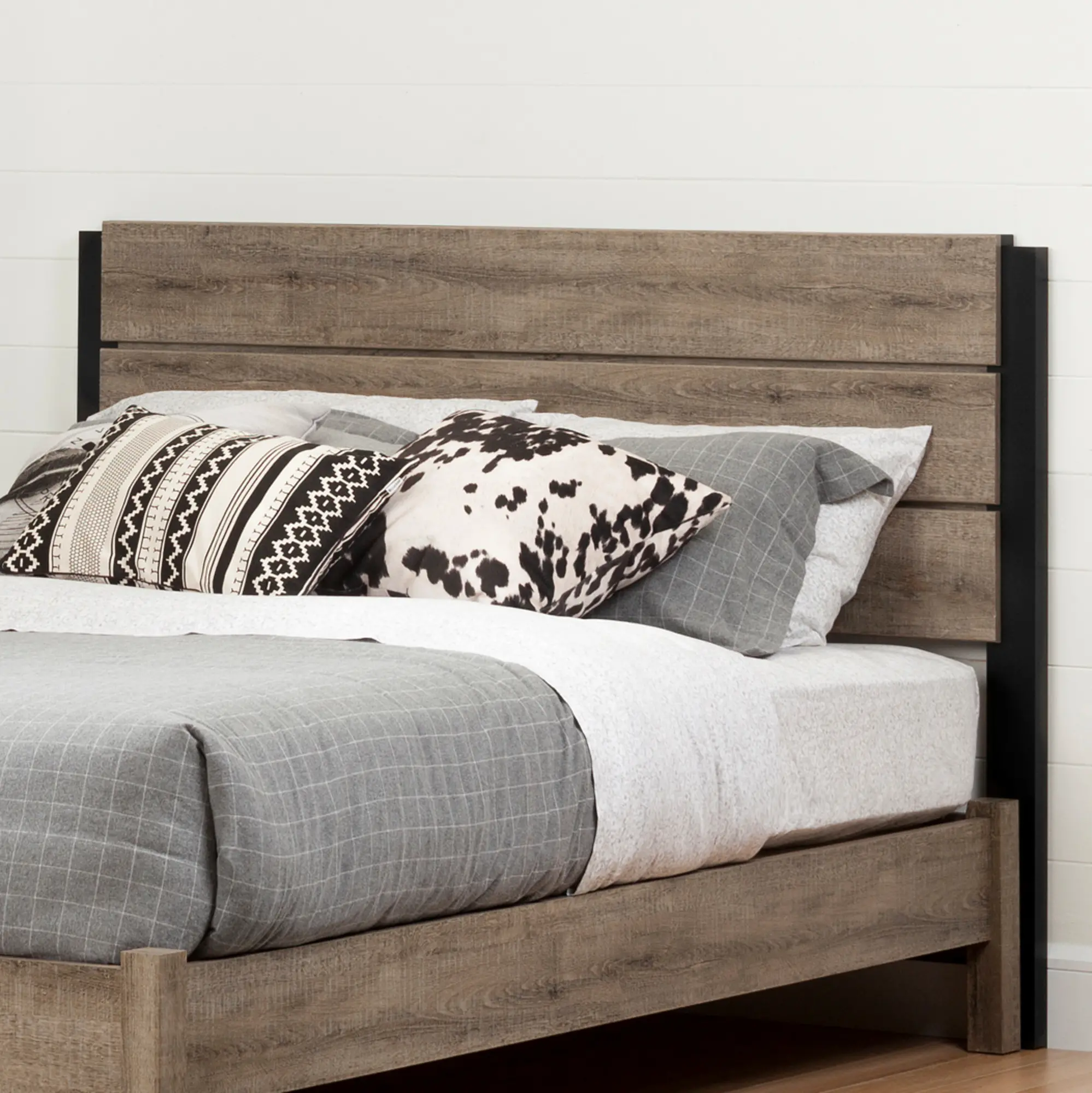 12273 Modern Farmhouse Weathered Oak Full Headboard - South Shore-2