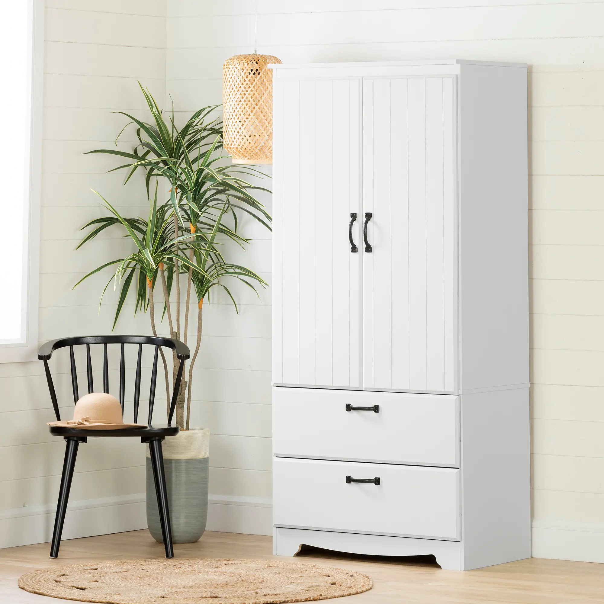 12275 Cottage White Wardrobe Armoire - South Shore-2