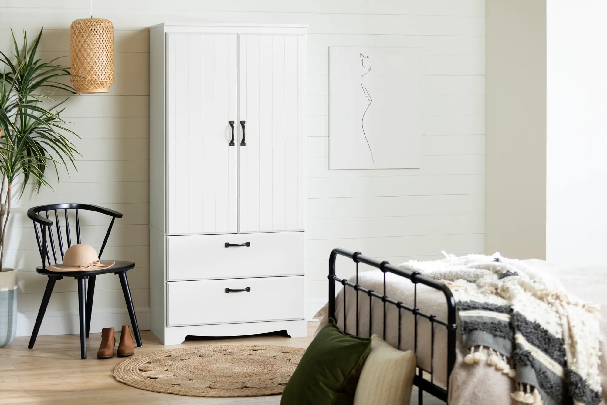 12275 Cottage White Wardrobe Armoire - South Shore-3