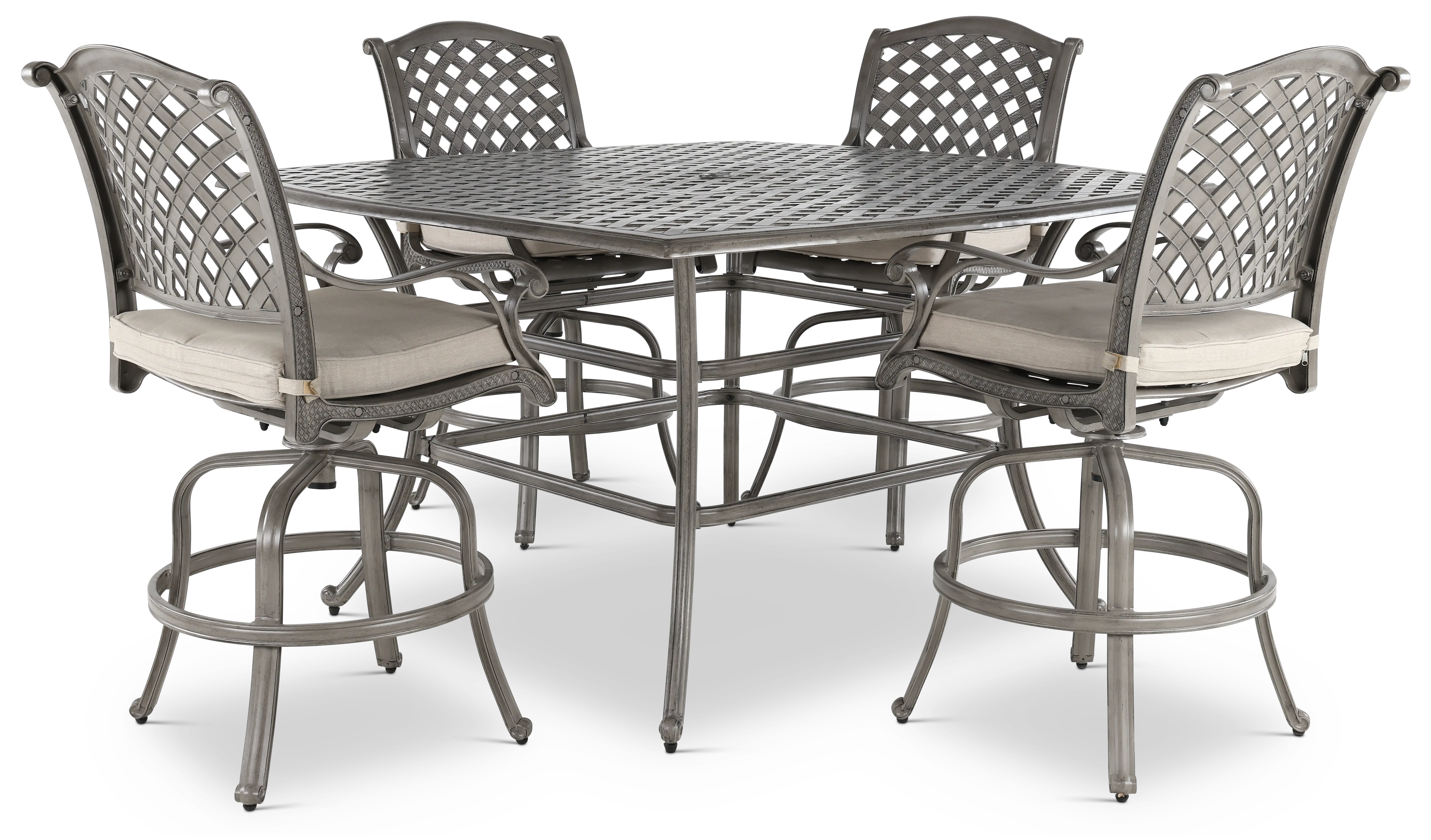 Macan 5 Piece Gray and Beige Counter Height Patio Dining Set-1