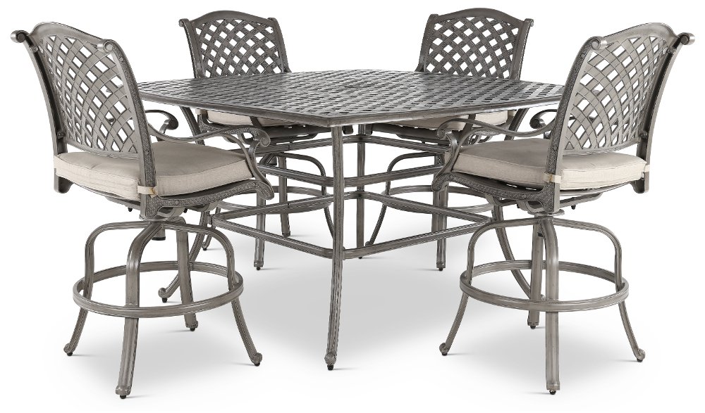 Macan 5 Piece Gray and Beige Counter Height Patio Dining Set