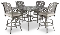 Macan 5 Piece Gray and Beige Counter Height Patio Dining Set