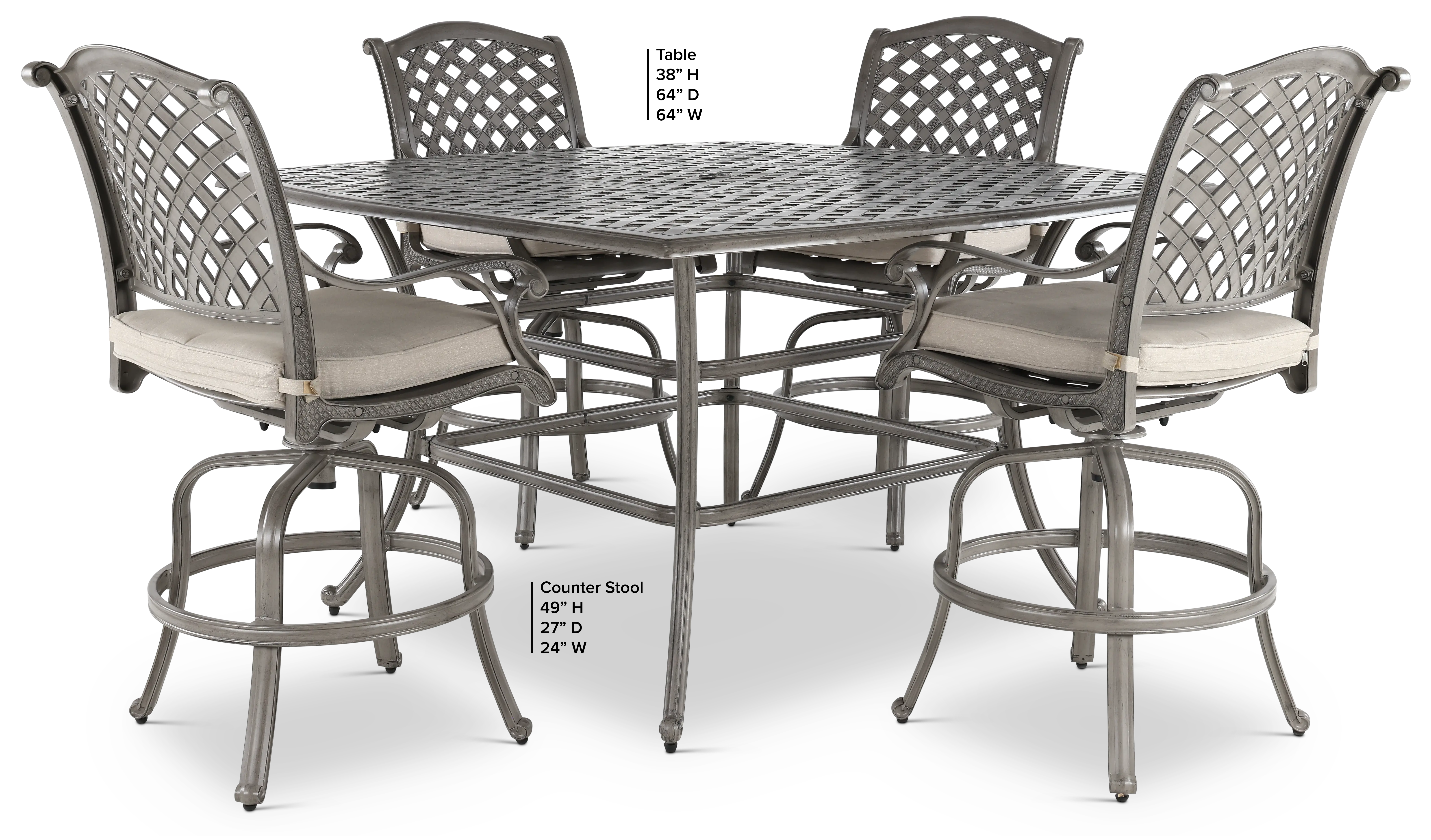 Macan 5 Piece Gray and Beige Counter Height Patio Dining Set-3