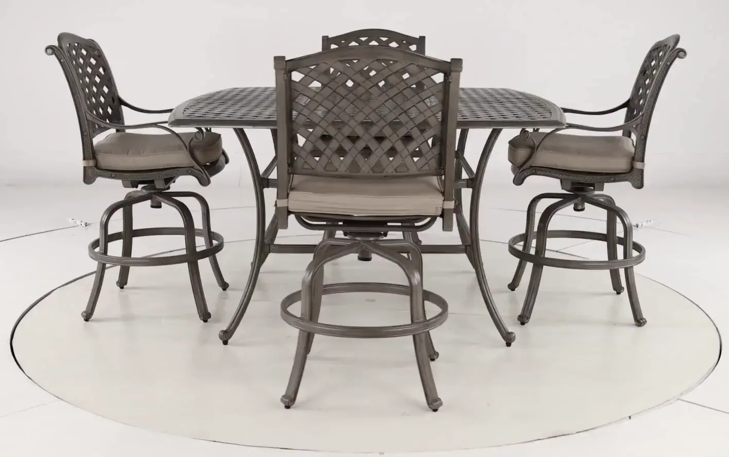 Macan 5 Piece Gray and Beige Counter Height Patio Dining Set-4