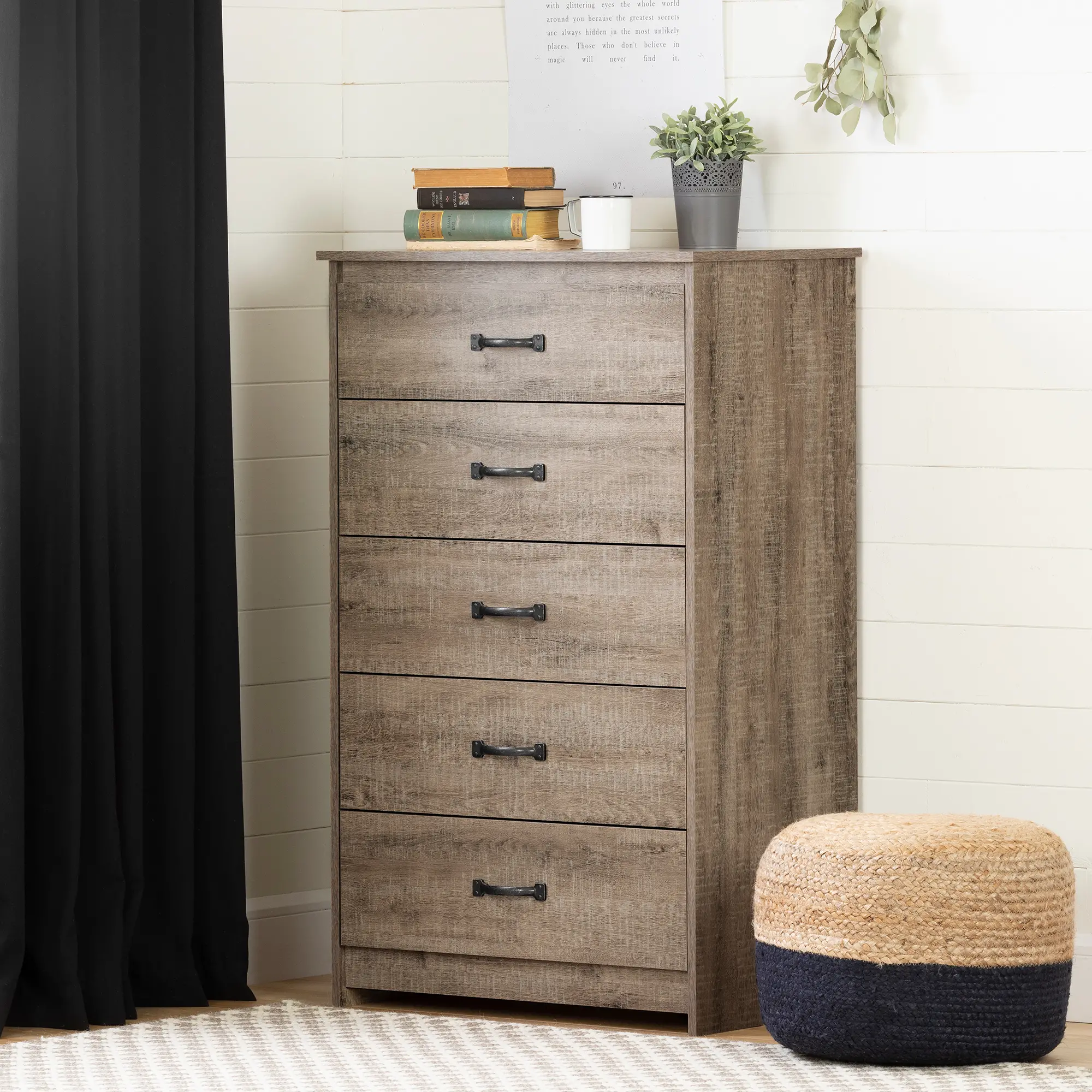 12230 Tassio Farmhouse Weathered Oak Chest of Drawers - South Shore-2