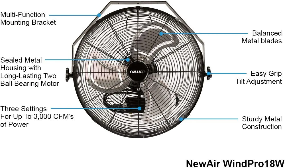 WINDPRO18W WindPro18W 18-inch High Velocity Wall Mount Fan-7
