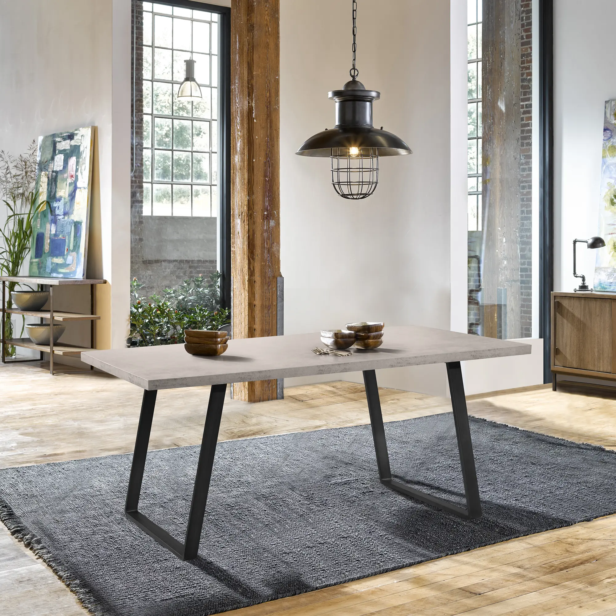 LCCDDIBE-TABLE Coronado Industrial Gray Pewter Dining Room Table-2