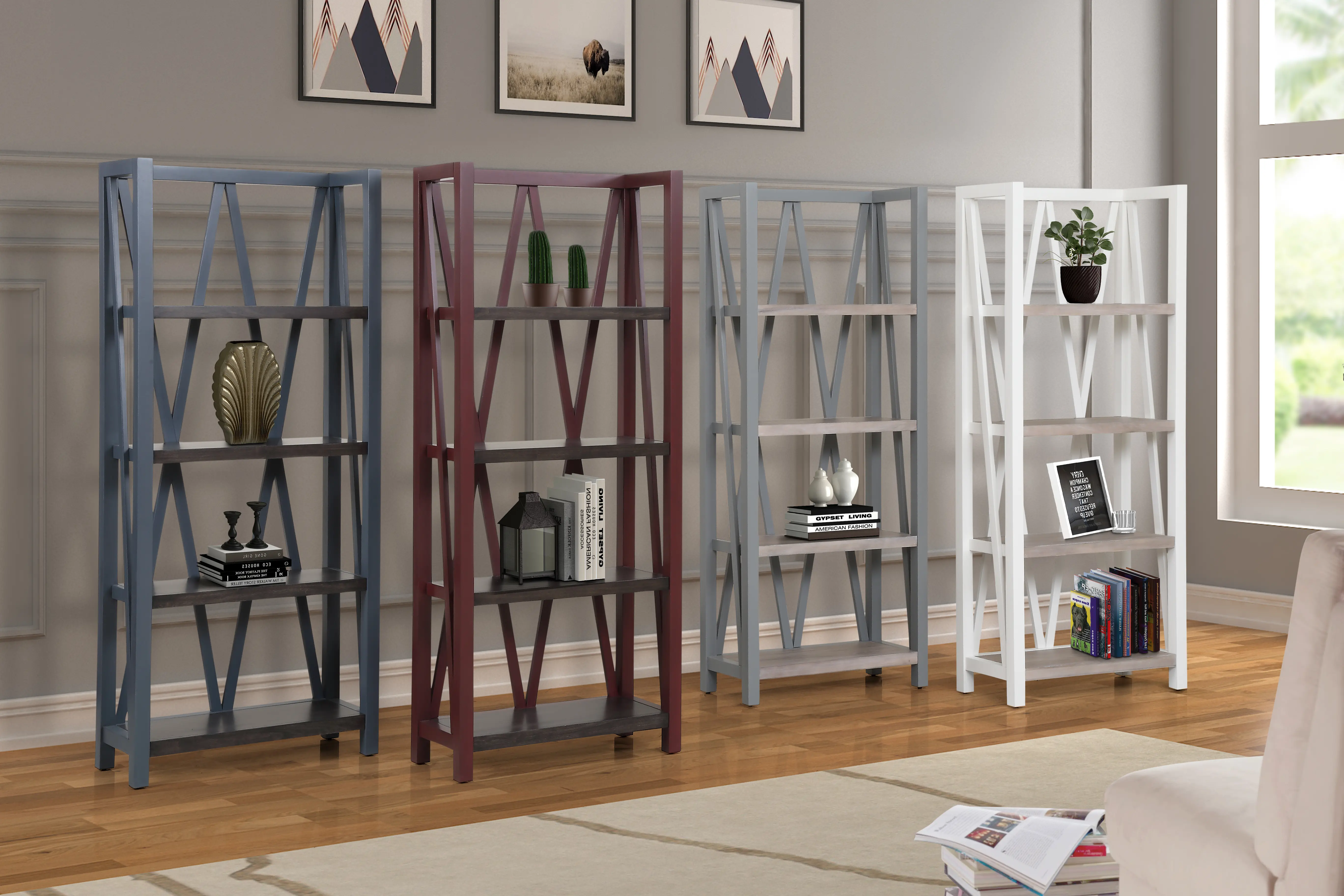 Amy Denim Blue Bookcase-9