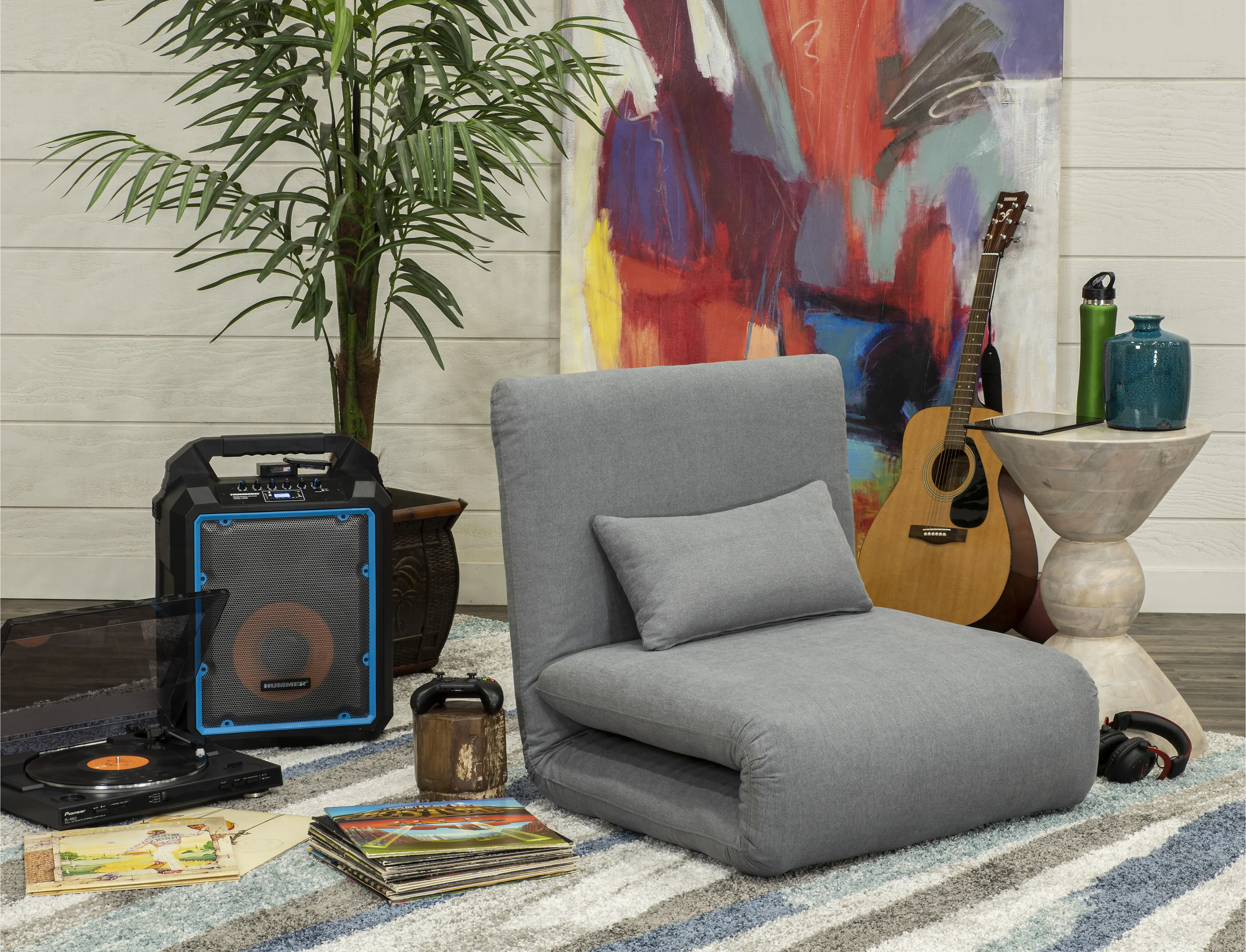 Slate Gray Folding Theater Lounger Chair and Fold Out Bed - Sutton-10