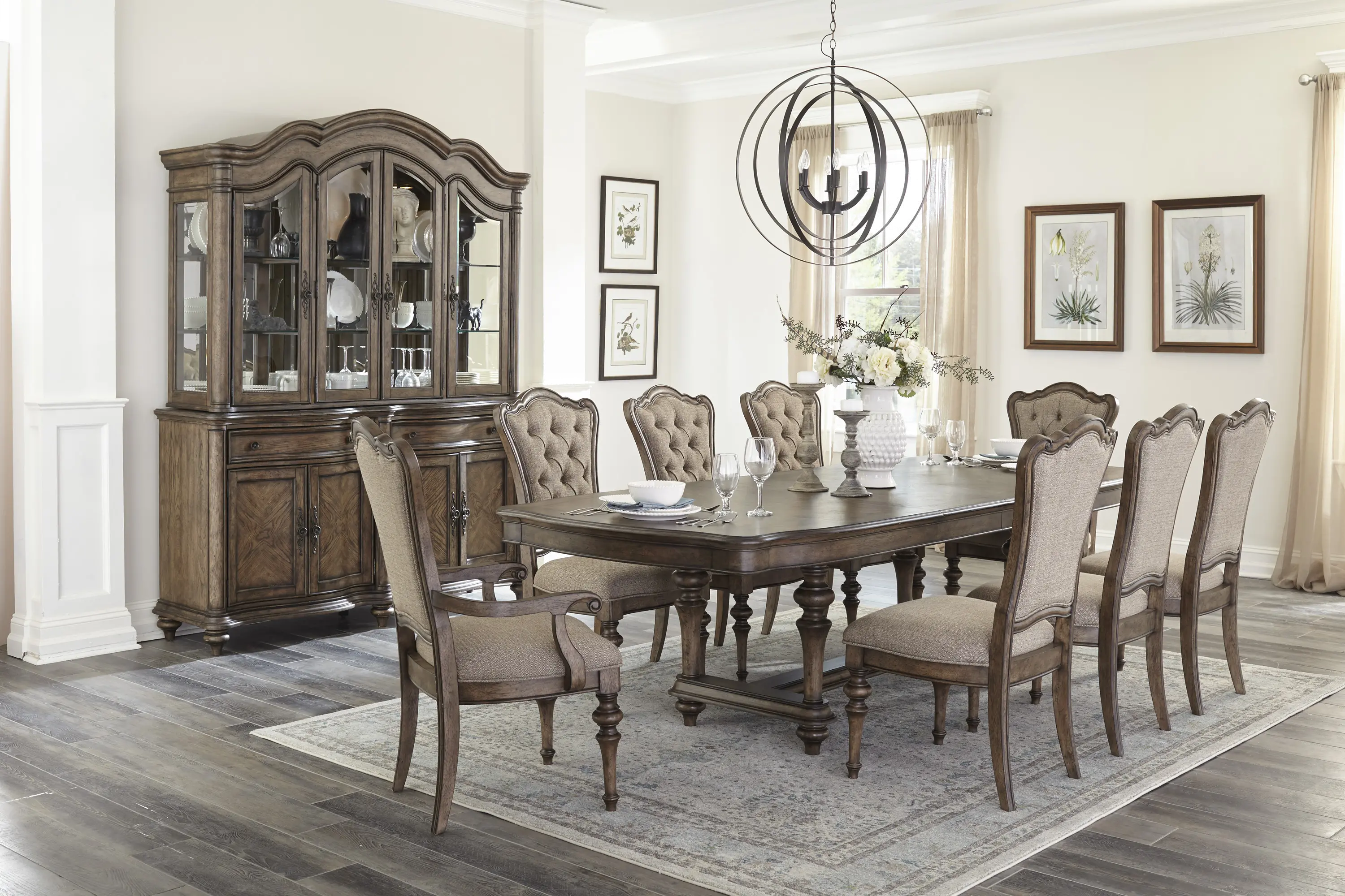 Traditional Brown 7 Piece Dining Set - Heath Park-1
