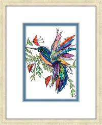 Multi Color Hummingbird Framed Wall Art Under Glass