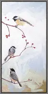 Multi Color Three Birds on Branches Canvas Framed Wall Art
