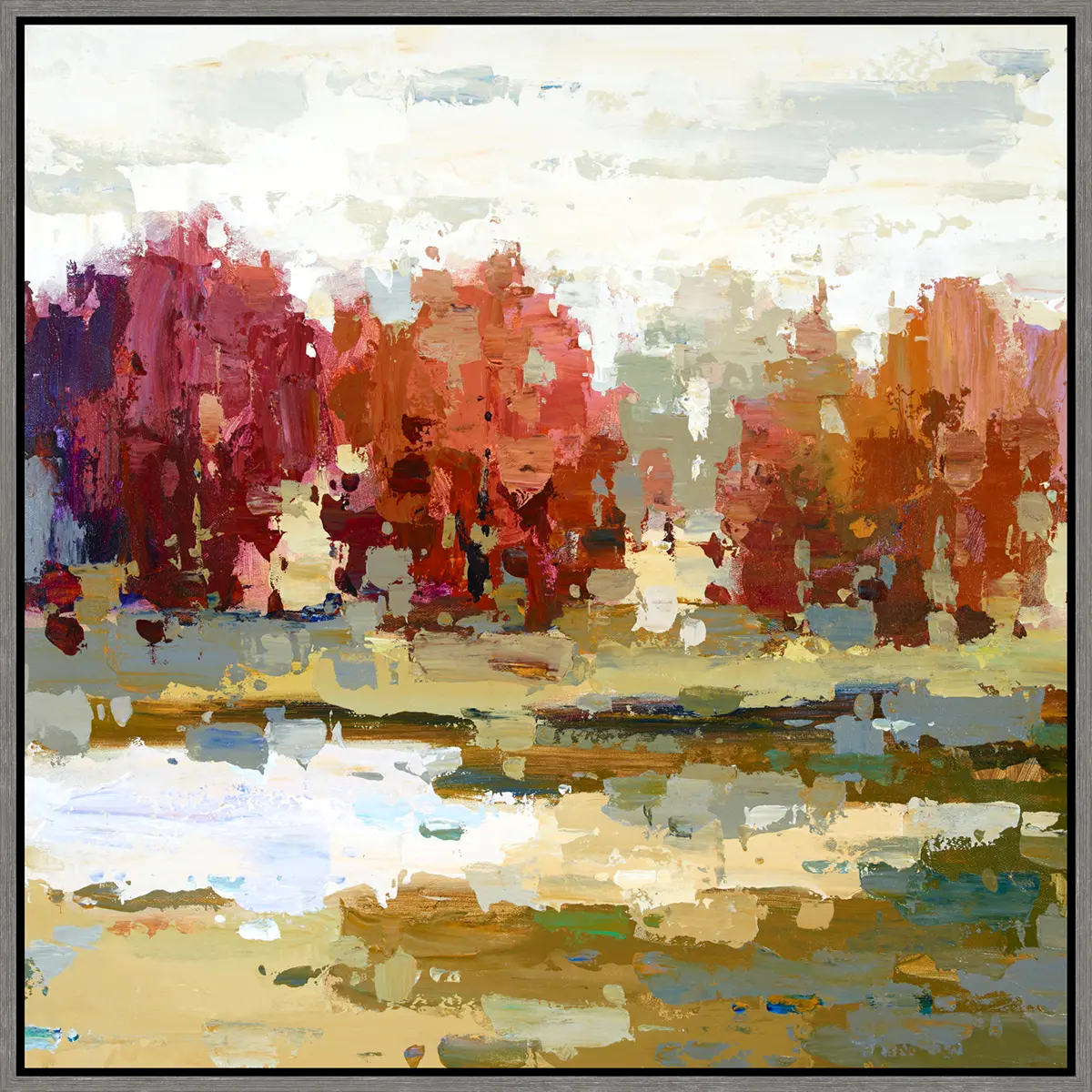 Multi Color Contemporary Landscape Framed Canvas Wall Art-1