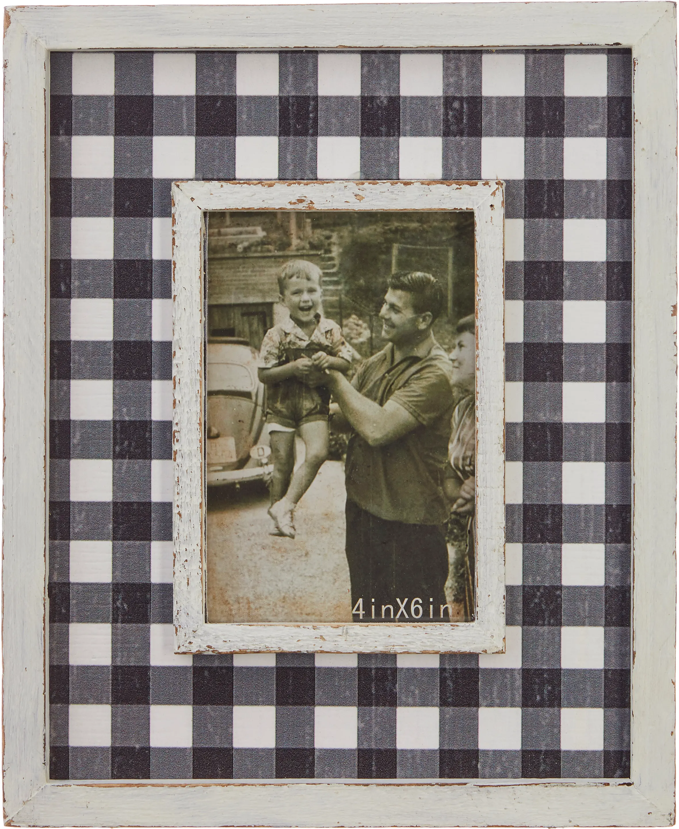 11 Inch White and Black Checkered Picture Frame-2