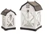 14 Inch White and Gray Wood and Metal Barn Lantern