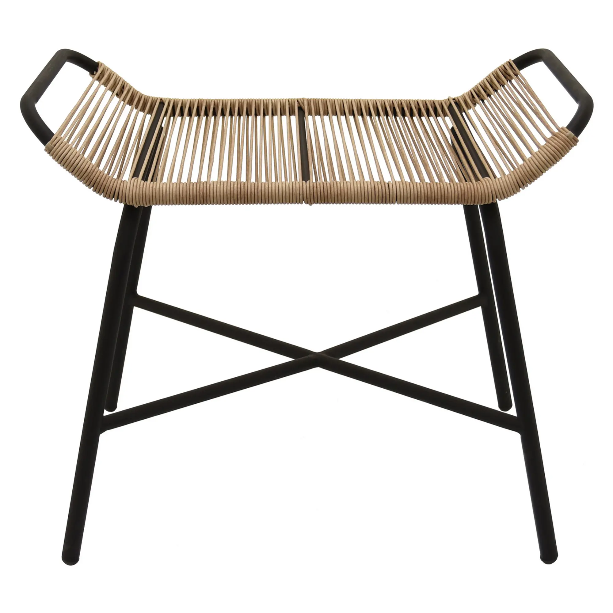 Natural Color Stool with Black Metal Legs-1