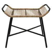 Natural Color Stool with Black Metal Legs
