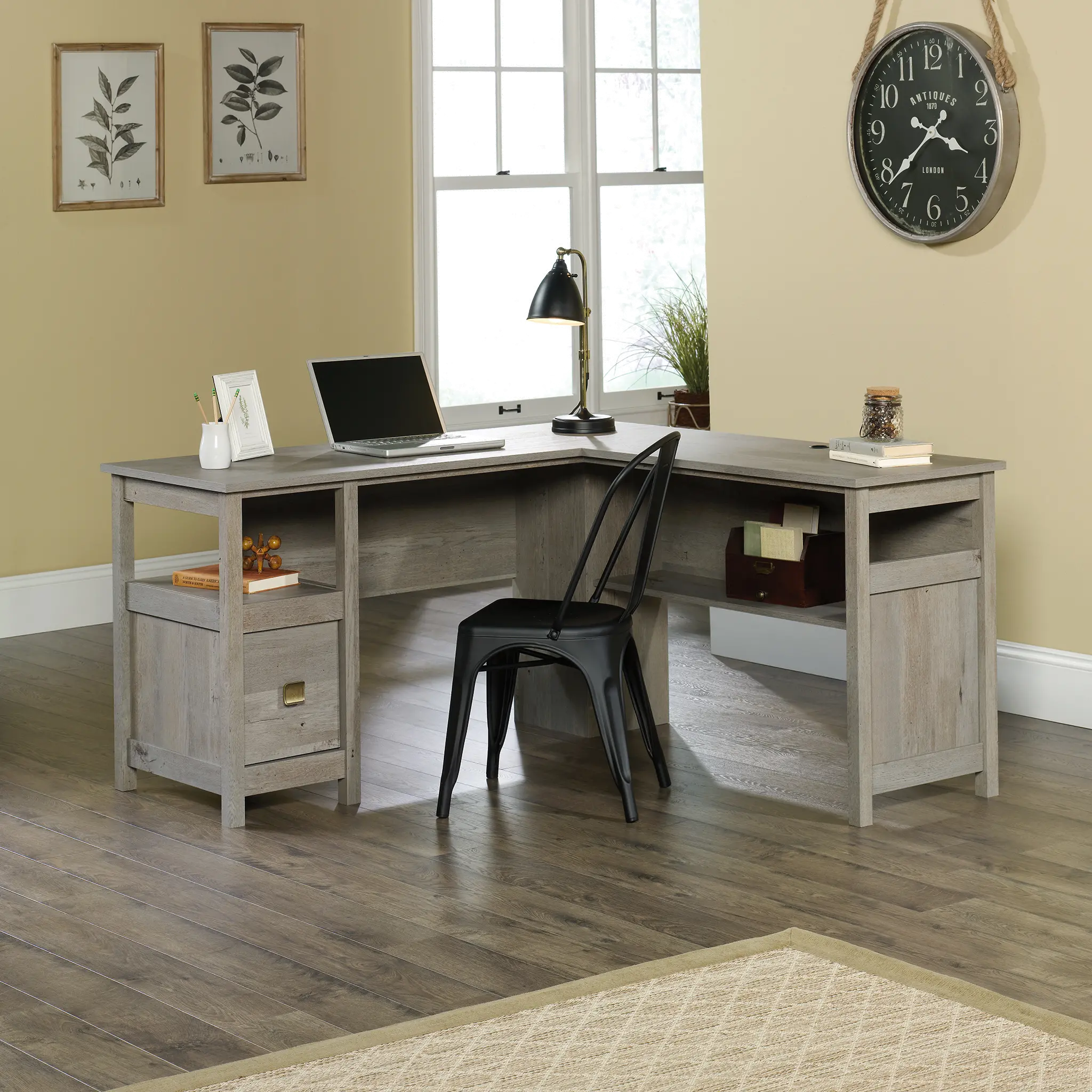 Cannery Bridge Oak L-Shape Home Office Desk-2