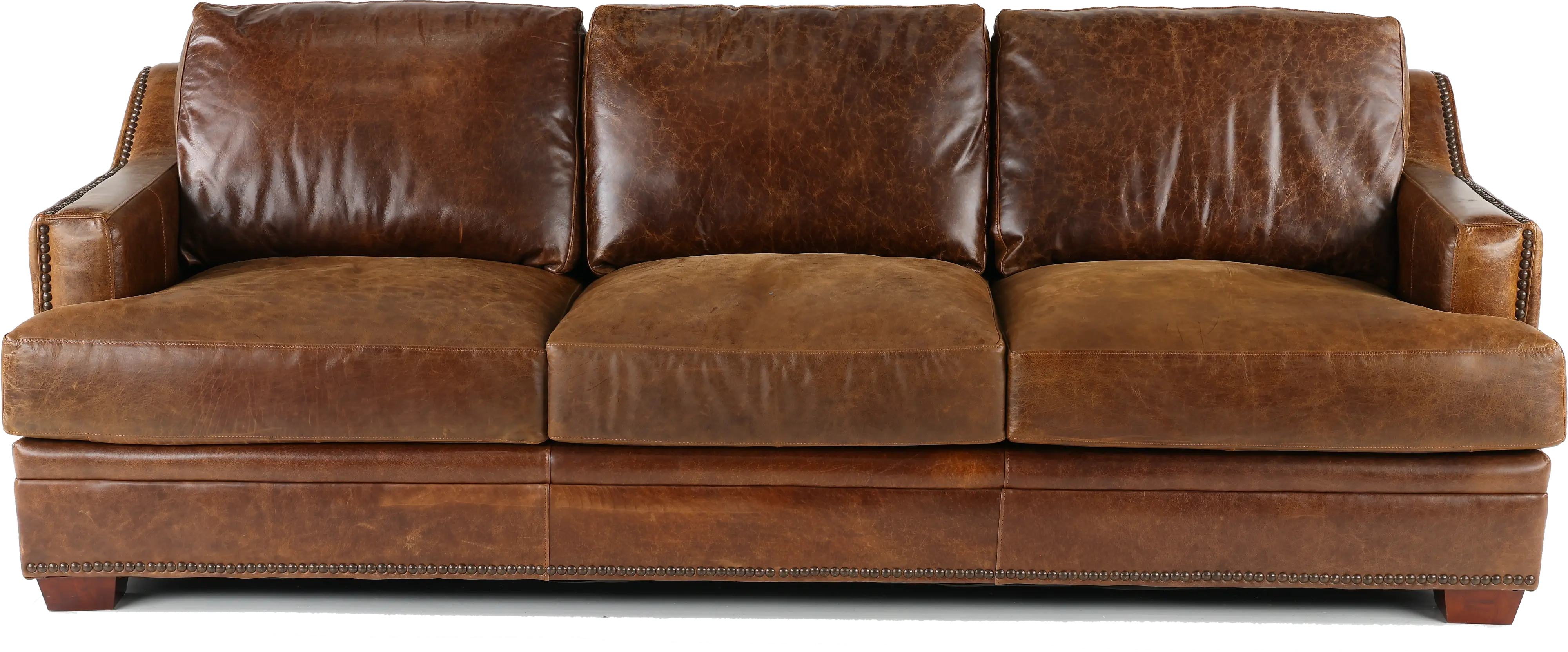 Antique Brown Leather Sofa-1
