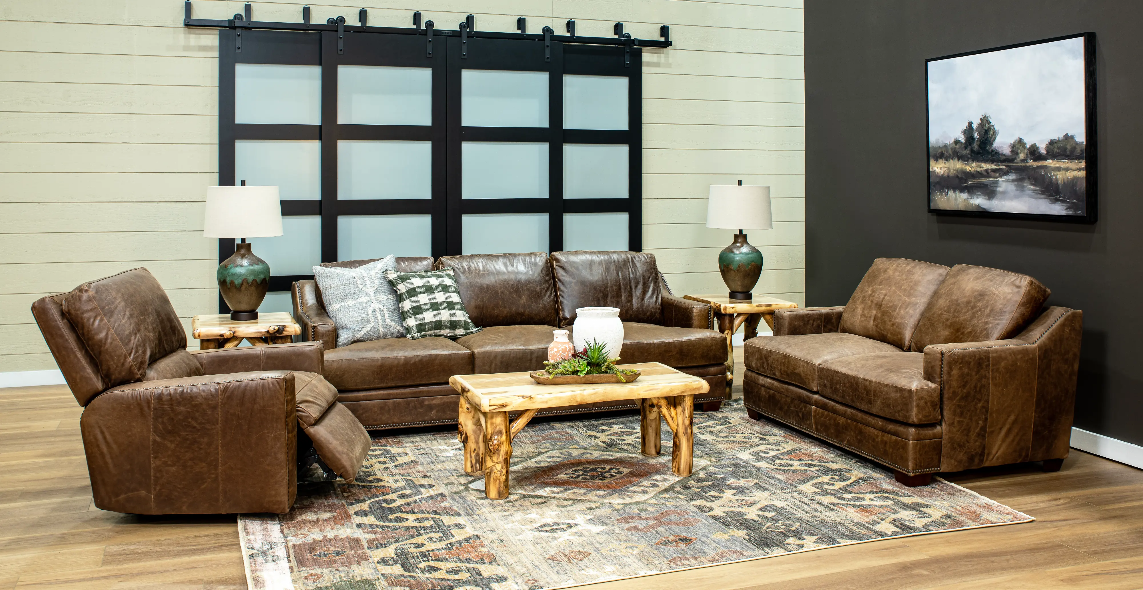 Antique Brown Leather Sofa-2