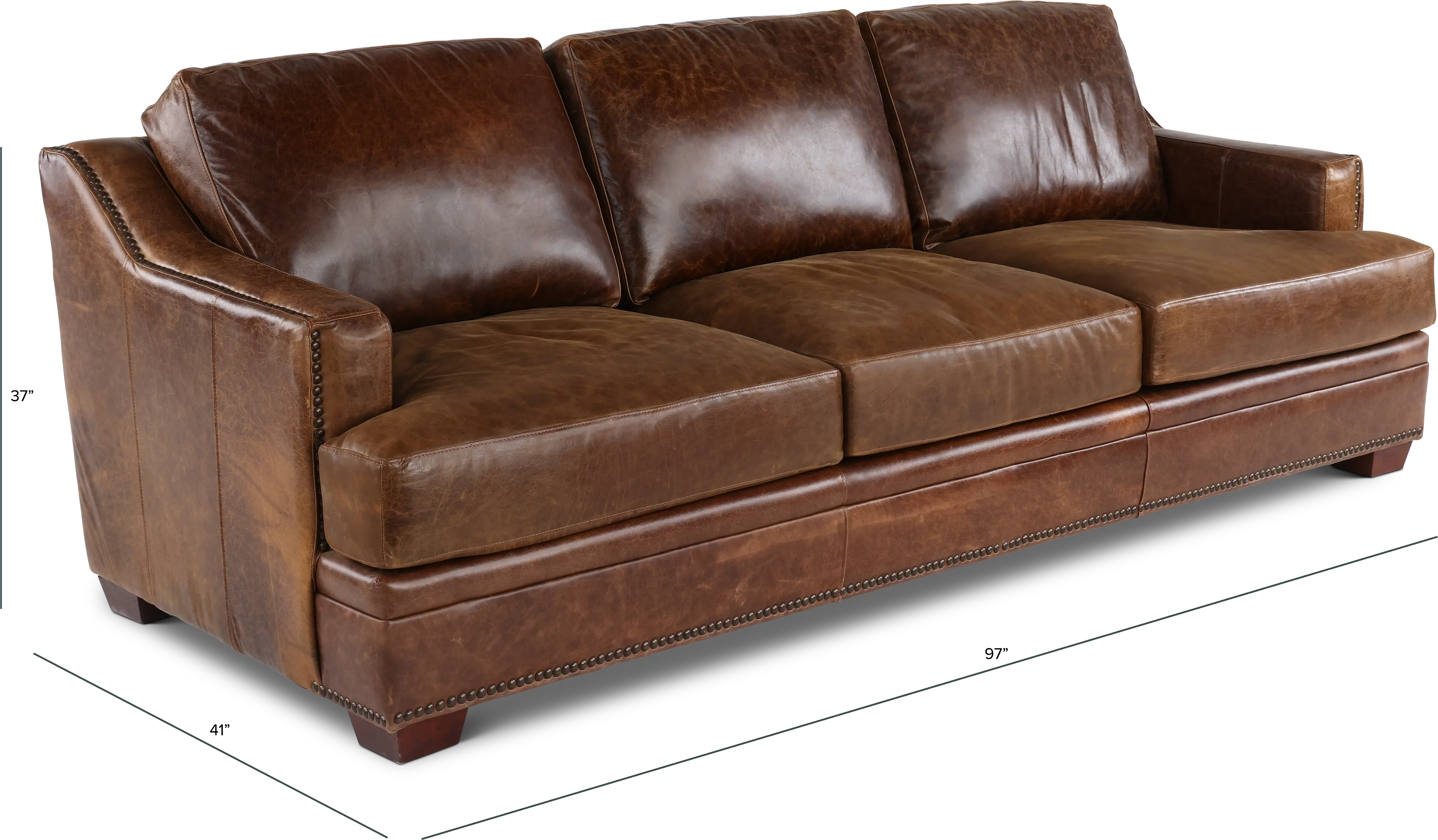 Antique Brown Leather Sofa-3