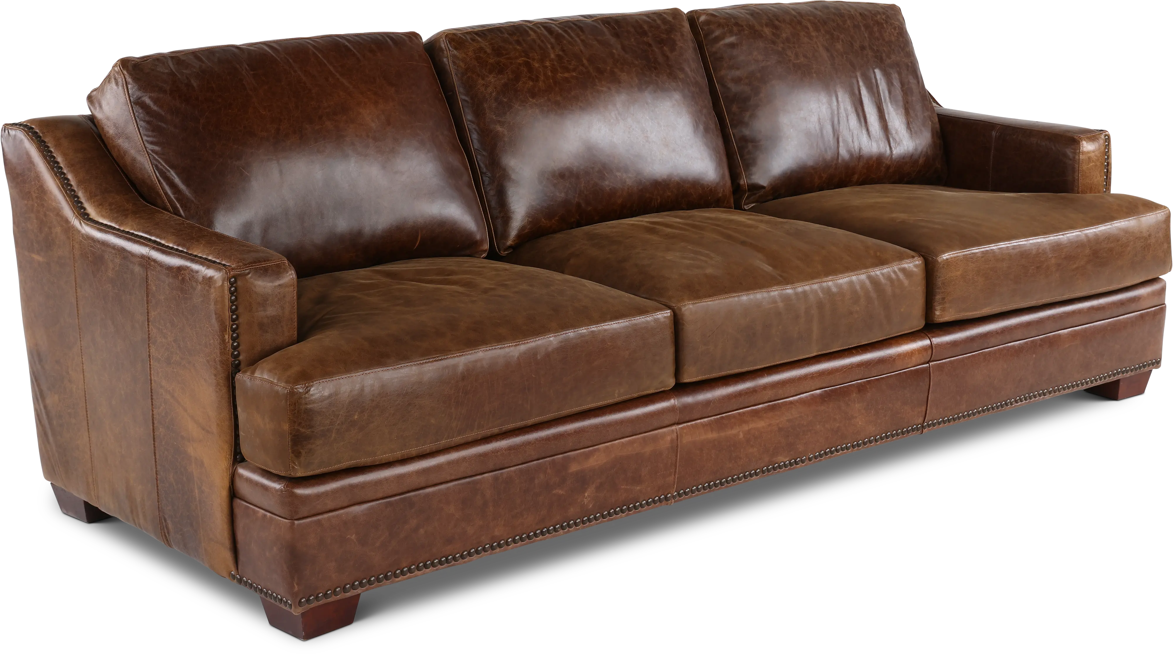 Antique Brown Leather Sofa-4