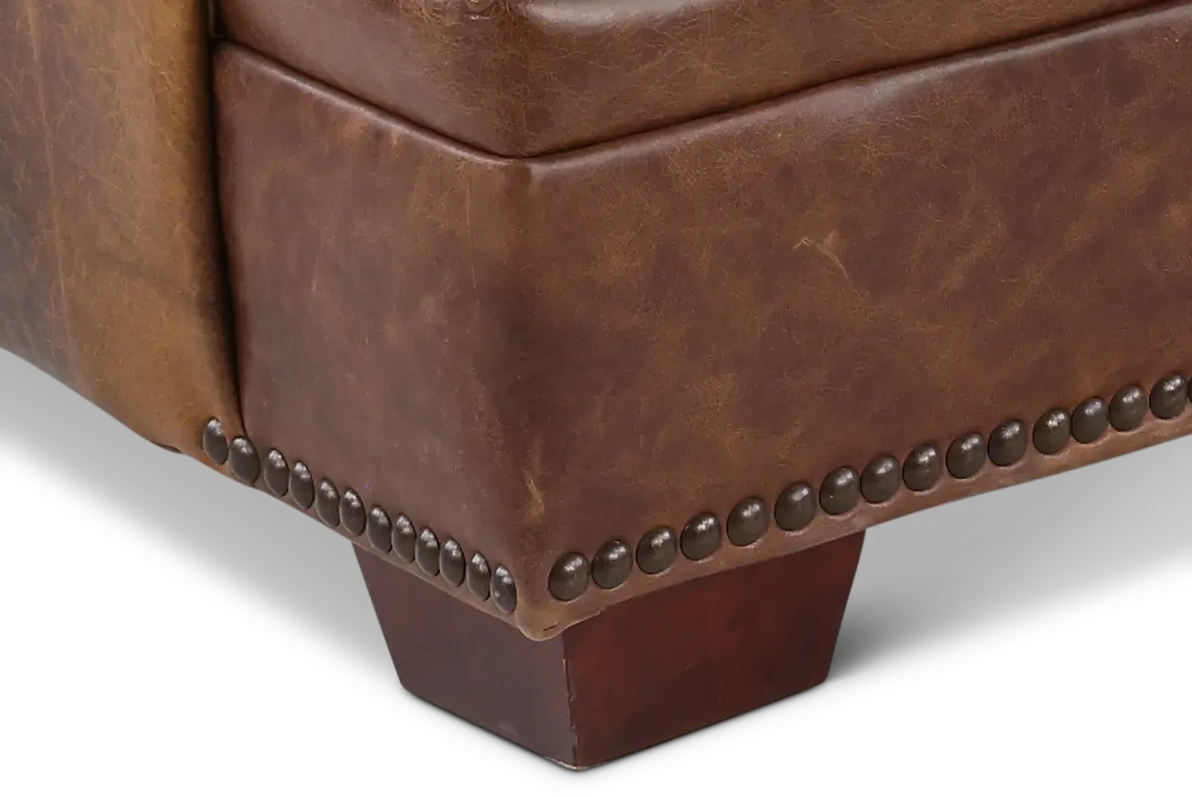 Antique Brown Leather Sofa-7
