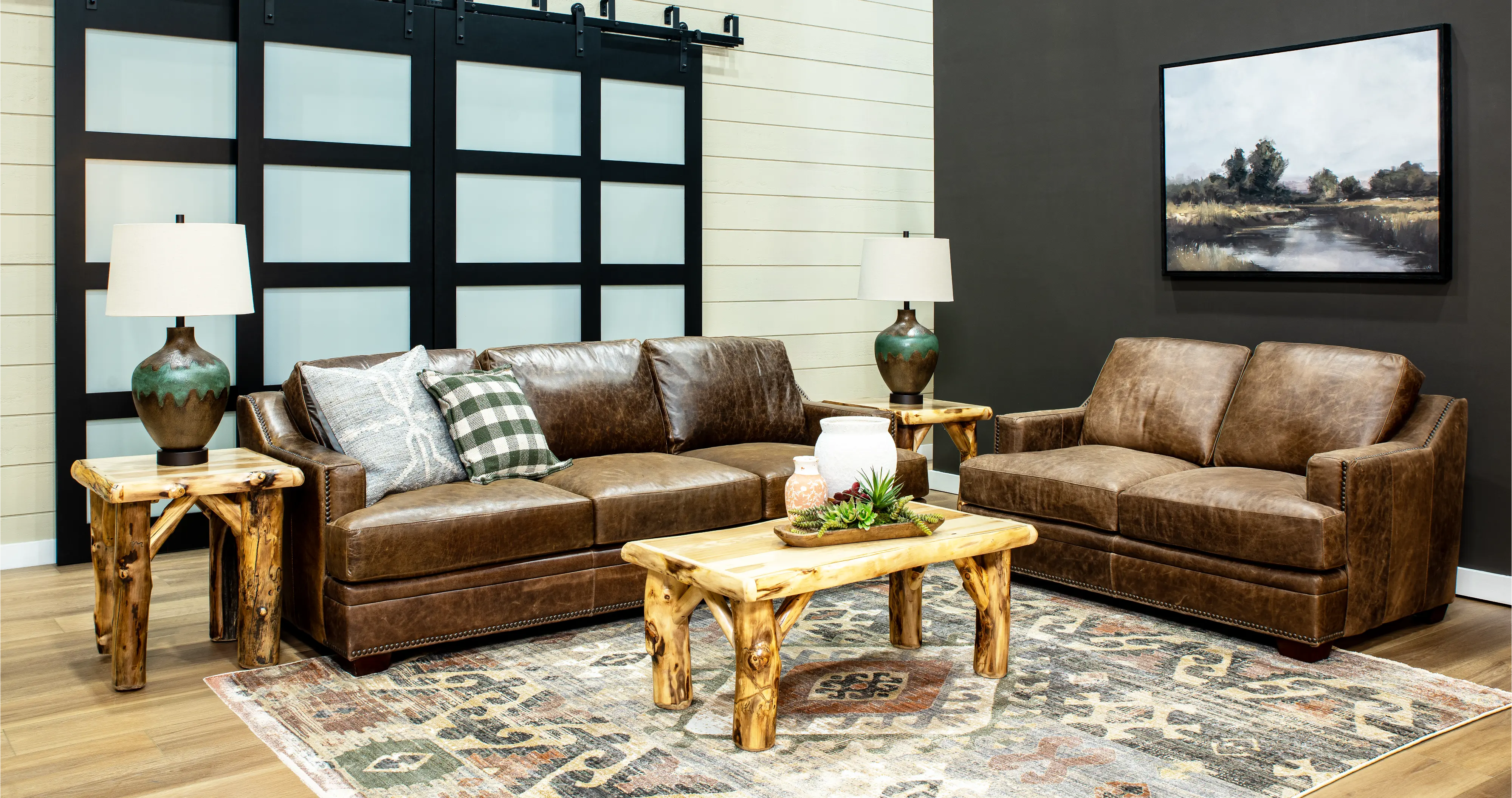 Antique Brown Leather Sofa-9