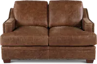Antique Brown Leather Loveseat