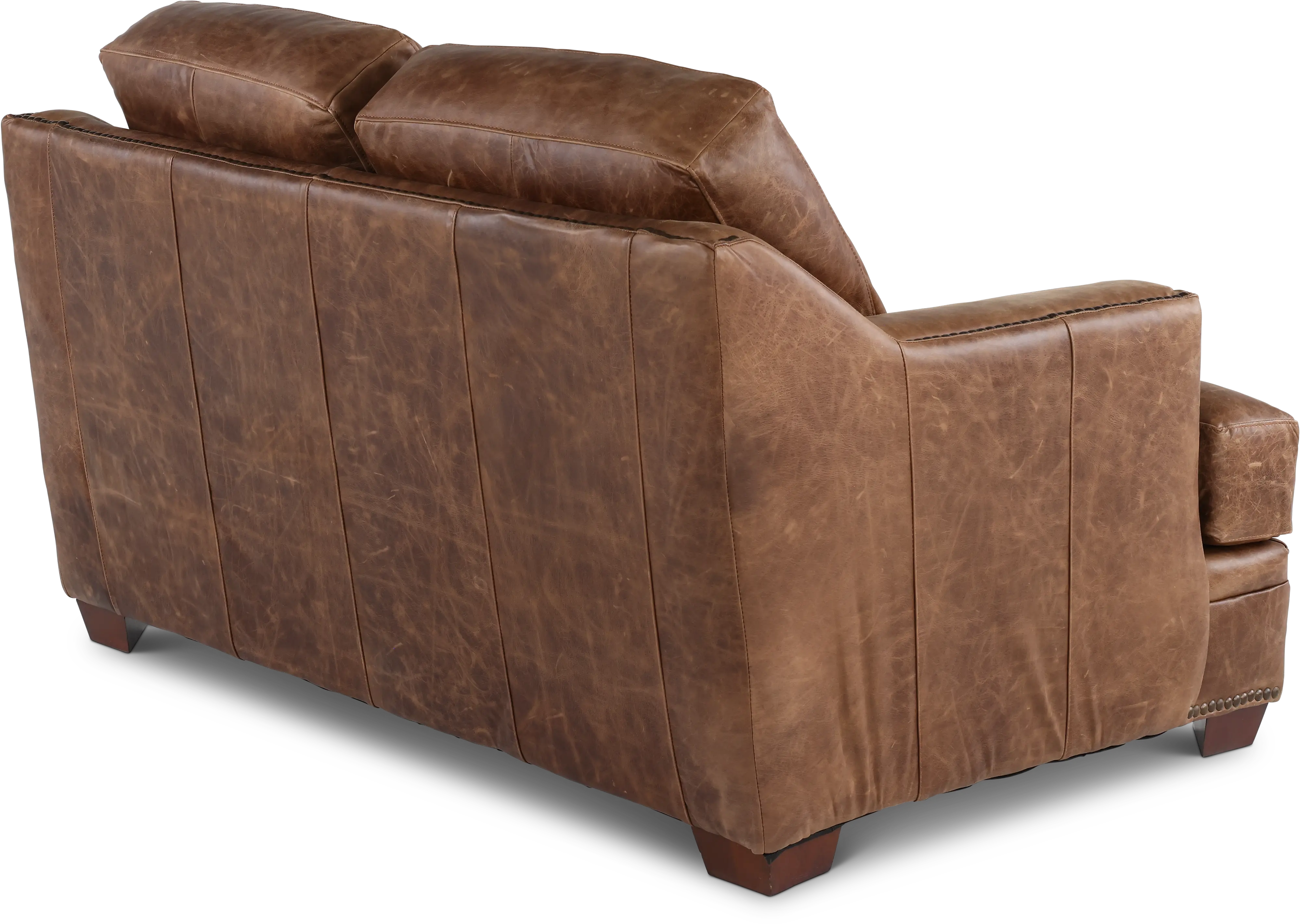 Antique Brown Leather Loveseat-6