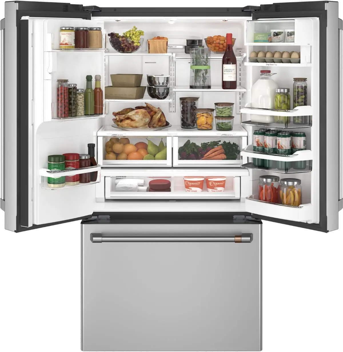 CYE22UP2MS1 Cafe 22 cu ft French Door Refrigerator - Counter Depth Stainless Steel-1