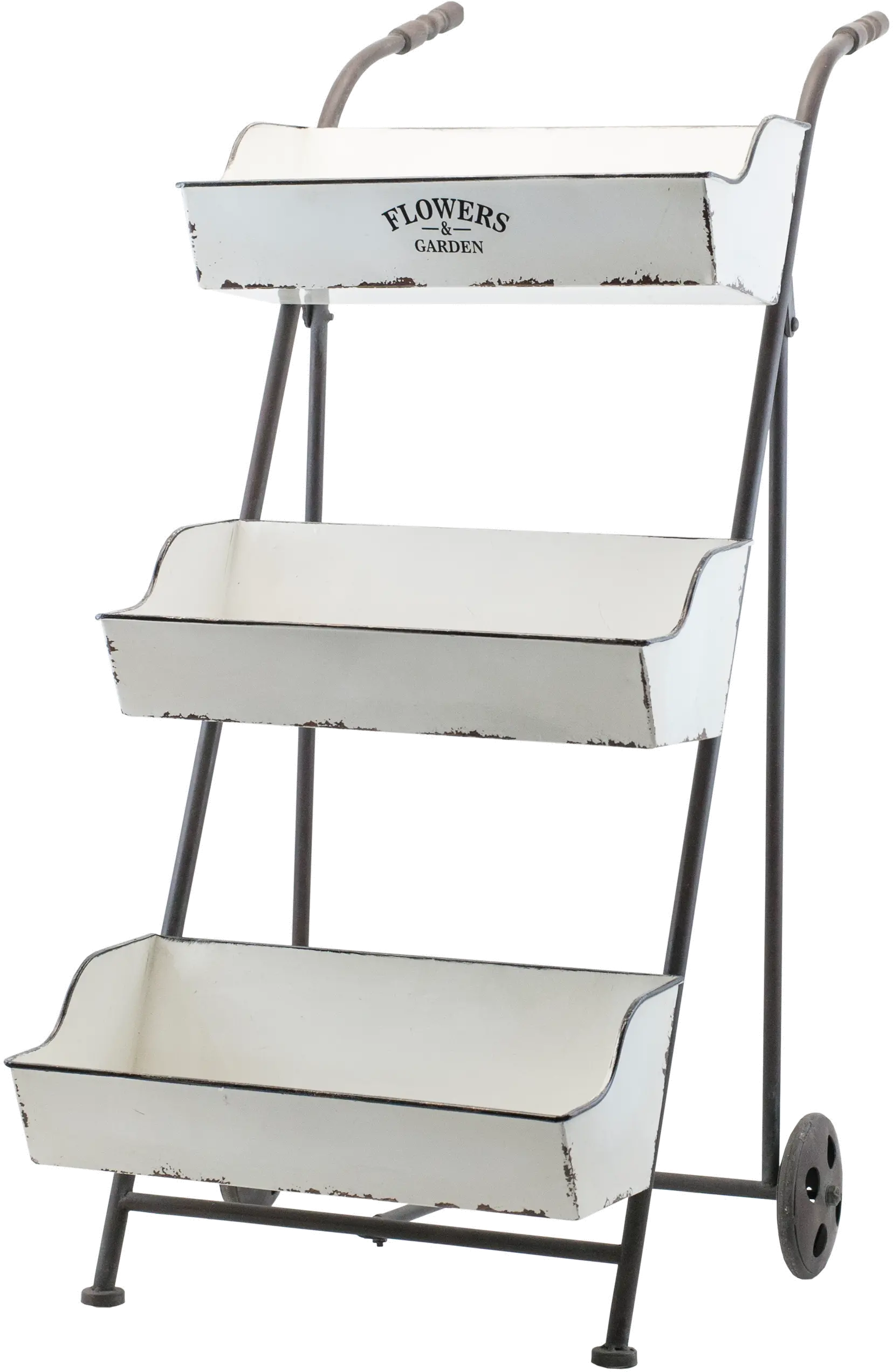 Distressed White and Black Metal 3 Tier Planter-1