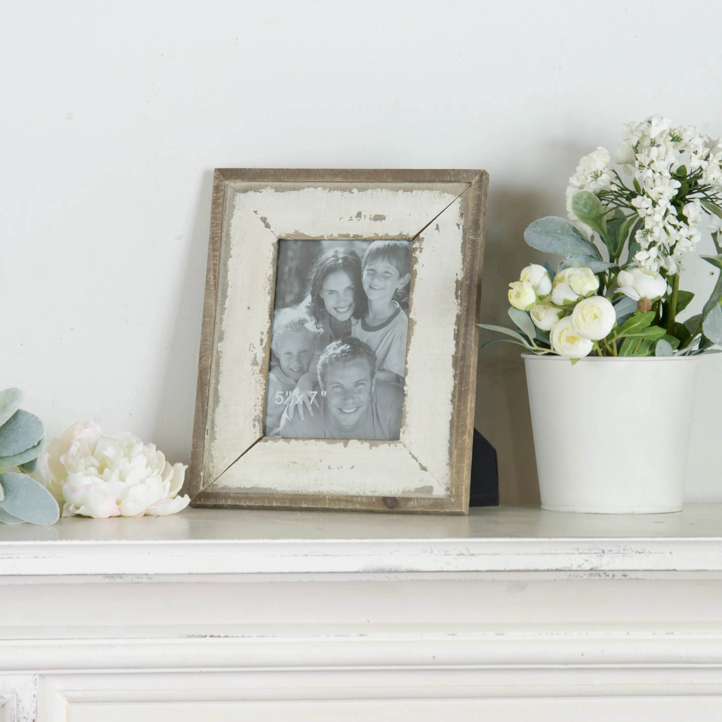 Distressed White and Brown Picture Frame-1