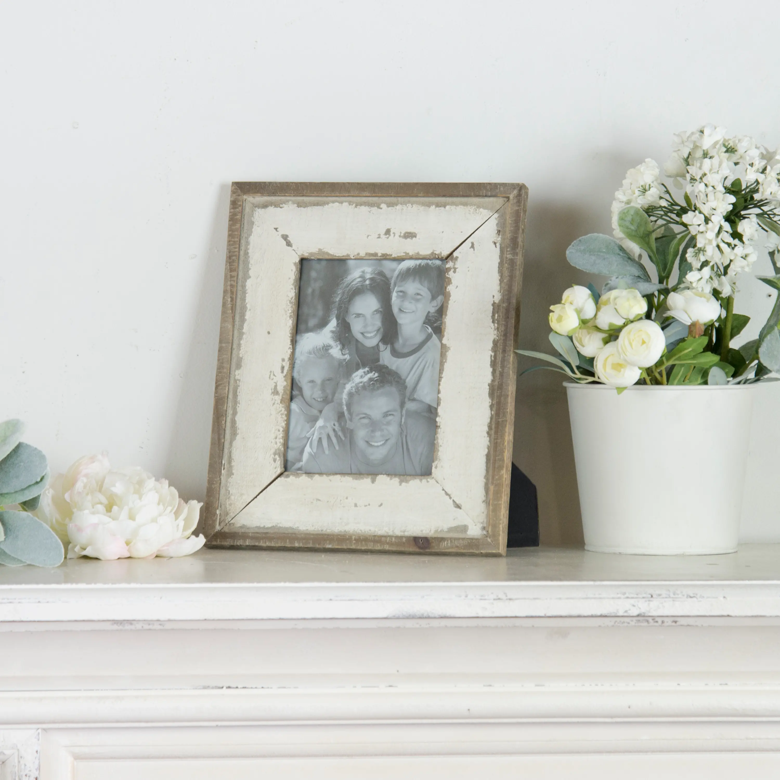 Distressed White and Brown Picture Frame-2
