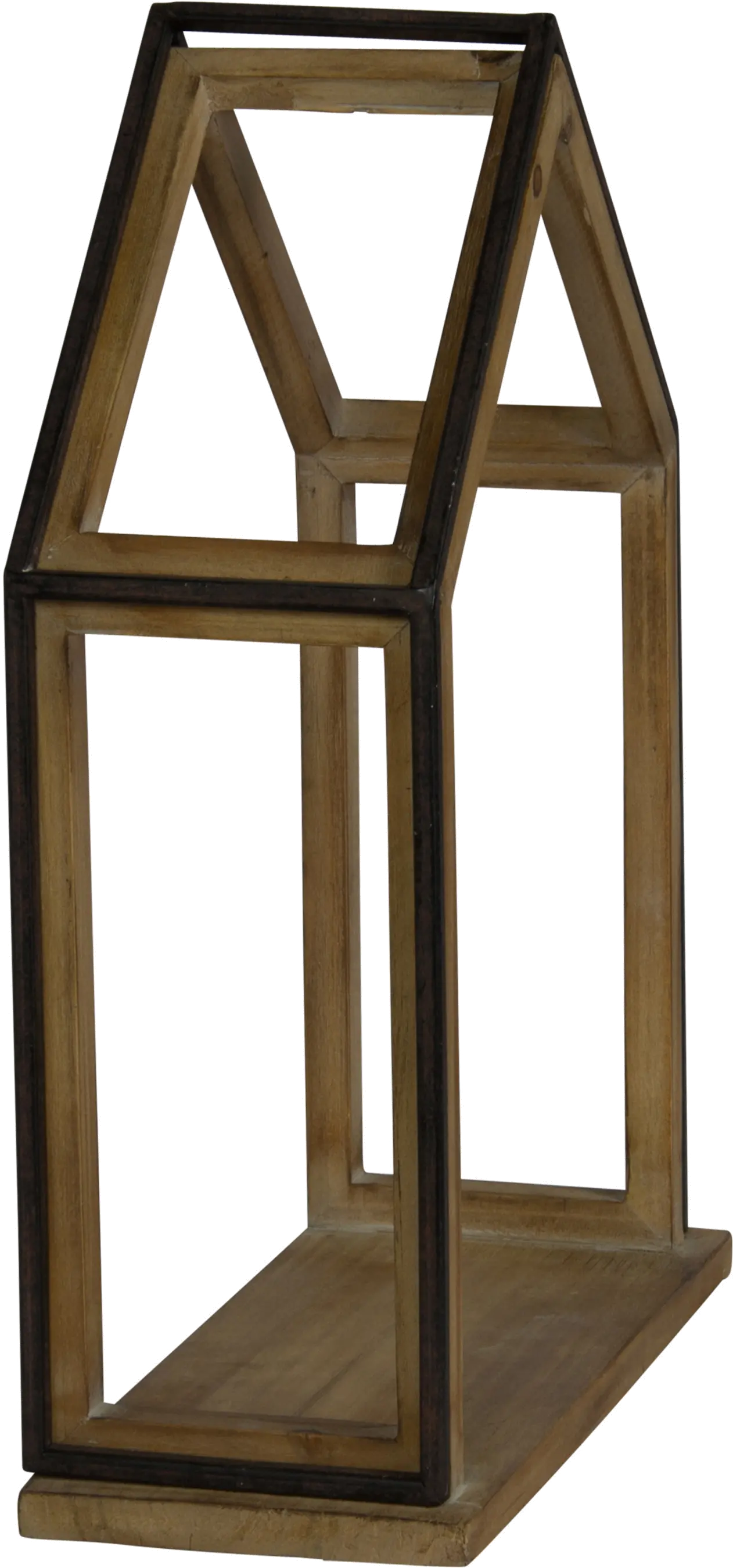 15 Inch Brown and Black Metal and Wood Shelf-3