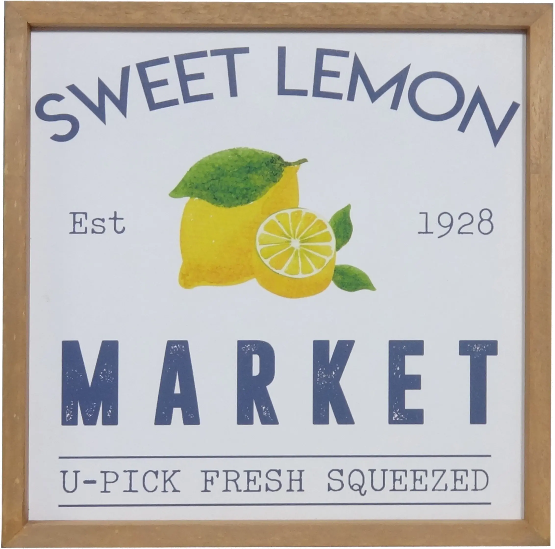 White, Black, Yellow and Green Lemon Market Wooden Sign-1