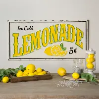 Yellow, White and Black Lemonade Metal Sign