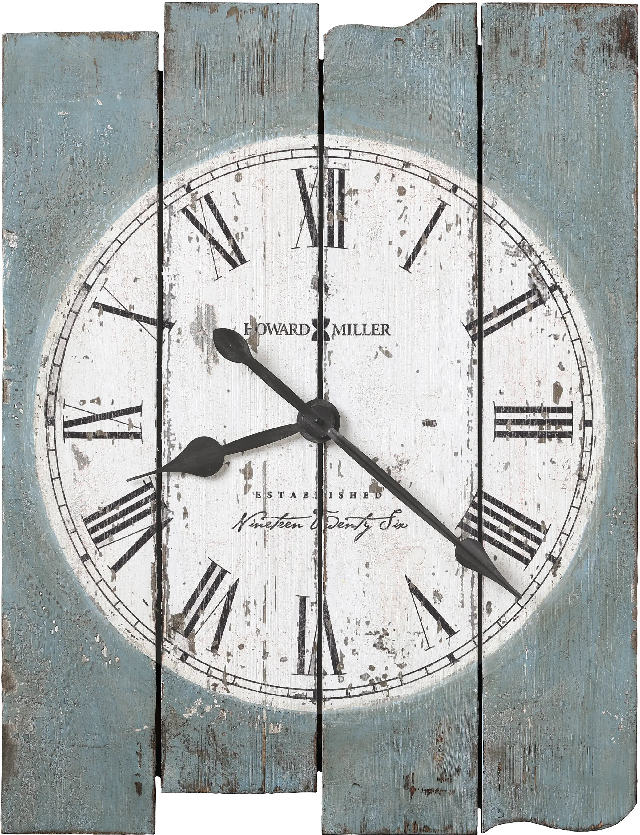 Hand Painted Antique Blue Plank Wall Clock - Mack Road-1