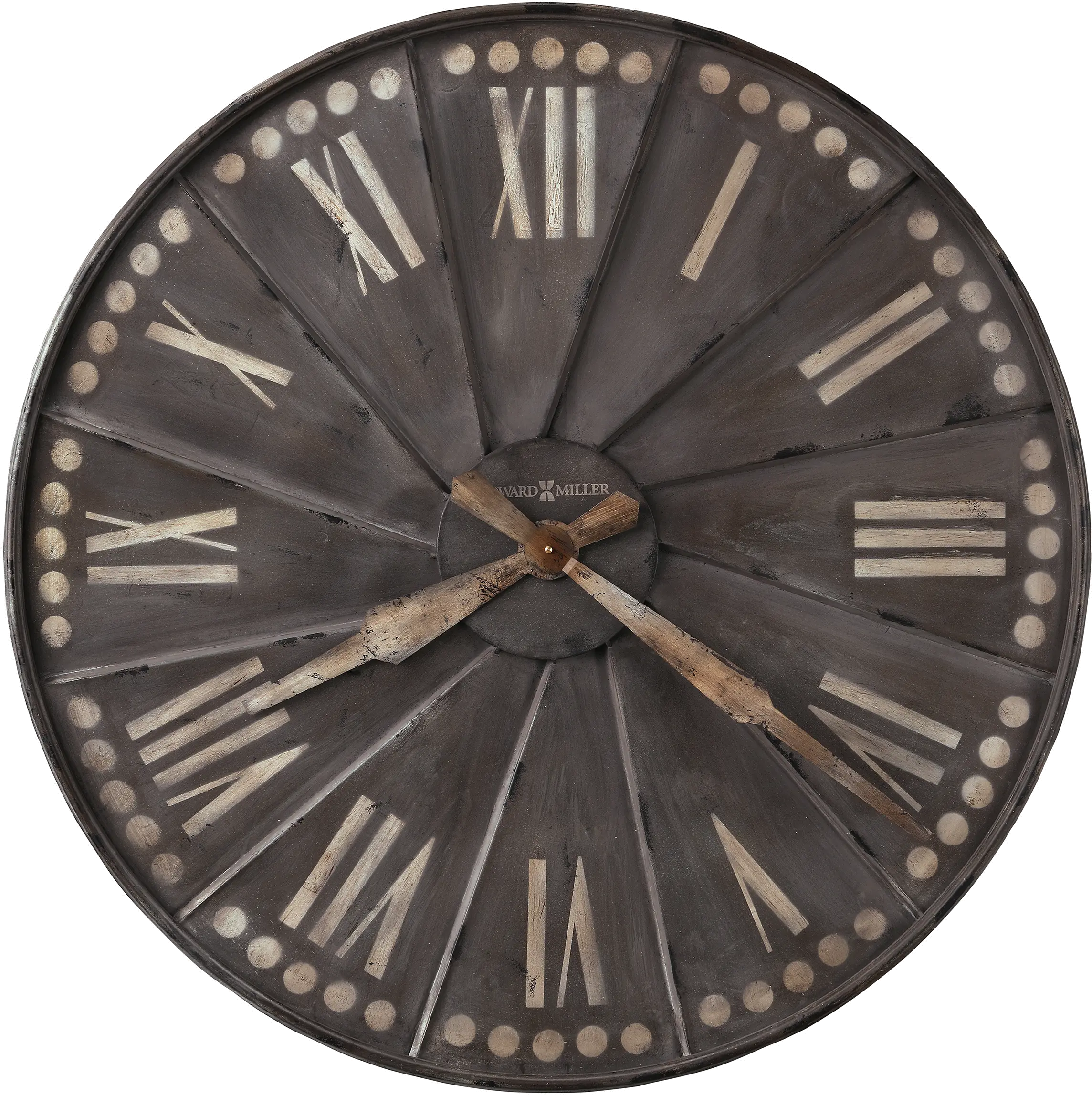 Antique Black Charcoal Oversized Metal Wall Clock - Stockard-1