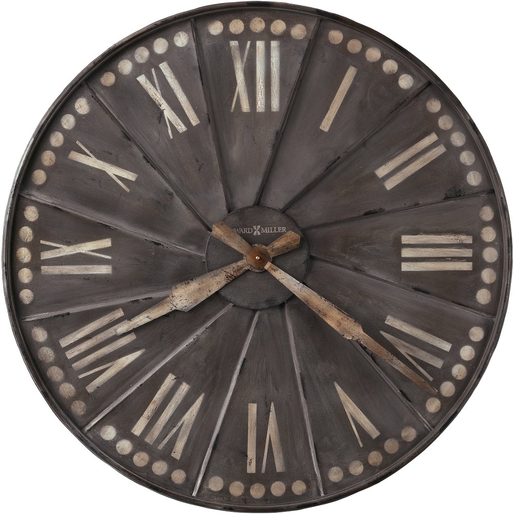 Antique Black Charcoal Oversized Metal Wall Clock - Stockard