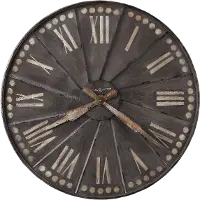 Antique Black Charcoal Oversized Metal Wall Clock - Stockard
