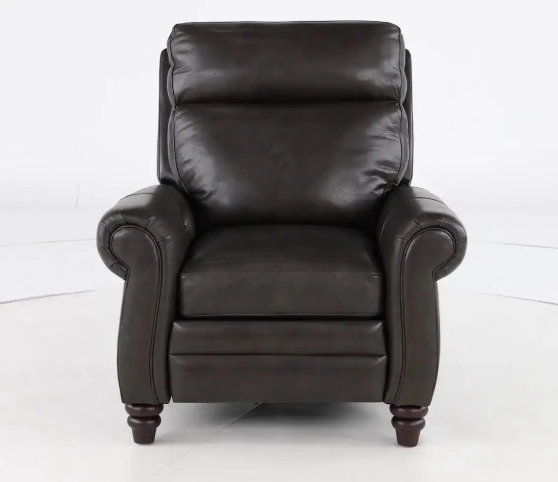 Fresh Twilight Gray Leather-Match High Leg Power Recliner-1