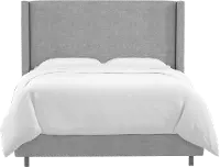 500BEDLNNGR Penelope Gray Upholstered Wingback Twin Bed - Skyline Furniture